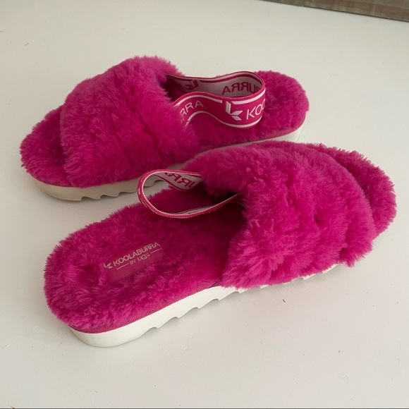 Koolaburra by UGG Kid's Backstrap Slide Sandals Fuzz'n Pink Size 12 - Picture 5 of 7